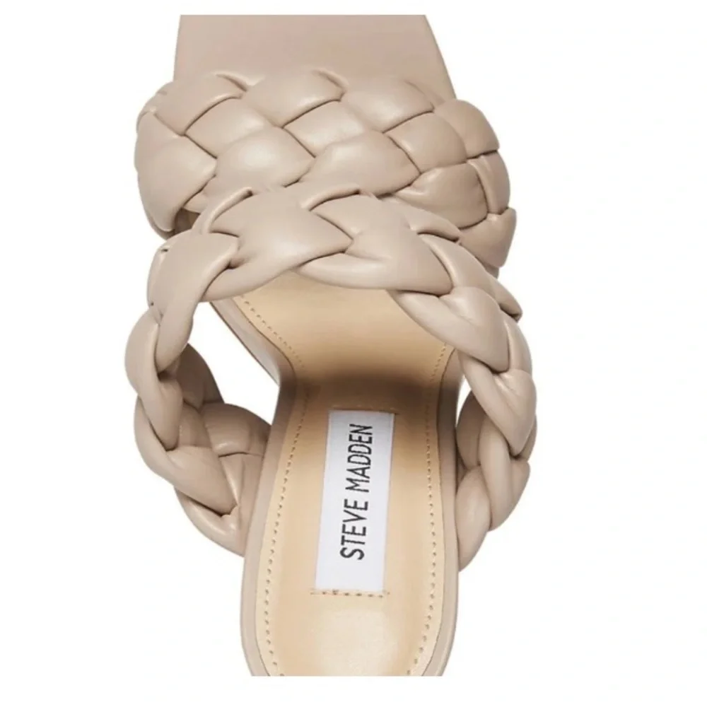 Steve Madden Kenley Braided Double Strap High Heel Sandals in Taupe